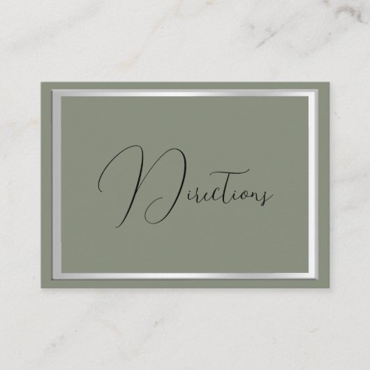 Sophisticated Sage & Zilveren bruiloft Informatiekaartje (Voorkant)