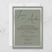 Sophisticated Sage & Zilveren bruiloft Kaart (Voorkant)