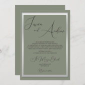 Sophisticated Sage & Zilveren bruiloft Kaart (Voorkant / Achterkant)