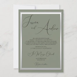 Sophisticated Sage & Zilveren bruiloft Kaart