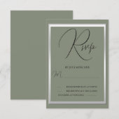 Sophisticated Sage & Zilveren bruiloft RSVP Kaartje (Voorkant / Achterkant)