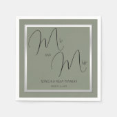 Sophisticated Sage & Zilveren bruiloft Servet (Voorkant)