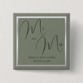 Sophisticated Sage & Zilveren bruiloft Vierkante Button 5,1 Cm (Voorkant)