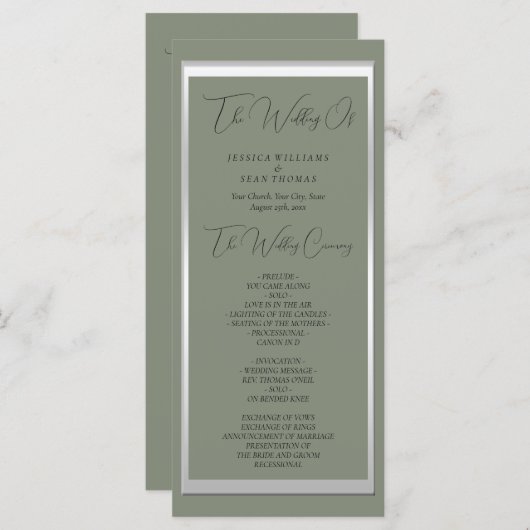 Sophisticated Sage & Zilveren Trouwprogramma (Voorkant / Achterkant)