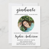 Sophisticated Script Graduation Party with Photo Kaart (Voorkant)