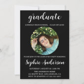 Sophisticated Script Graduation Party with Photo Kaart (Voorkant)