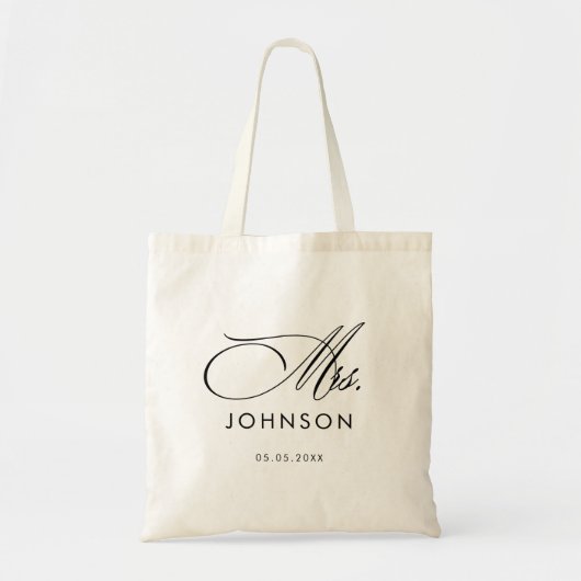 Sophisticated Script Mrs. Calligraphy Pas getrouwd Tote Bag (Voorkant)