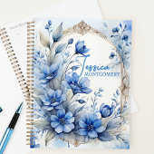 Sophisticated  Serene Blue Blossoms Planner