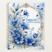 Sophisticated  Serene Blue Blossoms Planner (Voorkant)
