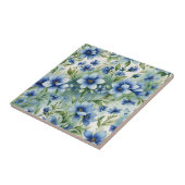Sophisticated  Serene Blue Flowers Tegeltje (Zijkant)