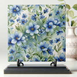 Sophisticated  Serene Blue Flowers Tegeltje