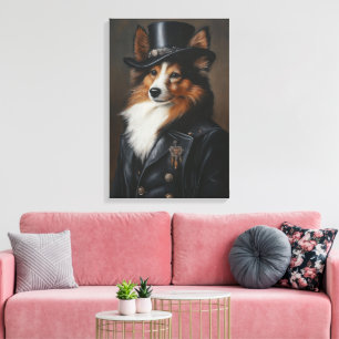 Sophisticated Shetland Sheepdog   Sheltie Canvas Afdruk