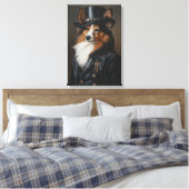 Sophisticated Shetland Sheepdog | Sheltie Canvas Afdruk (Insitu (Slaapkamer))