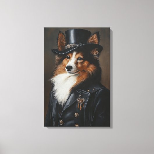 Sophisticated Shetland Sheepdog | Sheltie Canvas Afdruk (Voorkant)