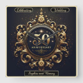 Sophisticated Shine: 50th Anniversary Tribute Vierkante Klok (Voorkant)