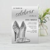 Sophisticated Silver Spanish Feminine Birthday  Kaart (Staand voorkant)