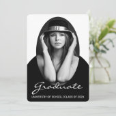 Sophisticated Simple Photo Afstuderen Invitation Kaart (Staand voorkant)