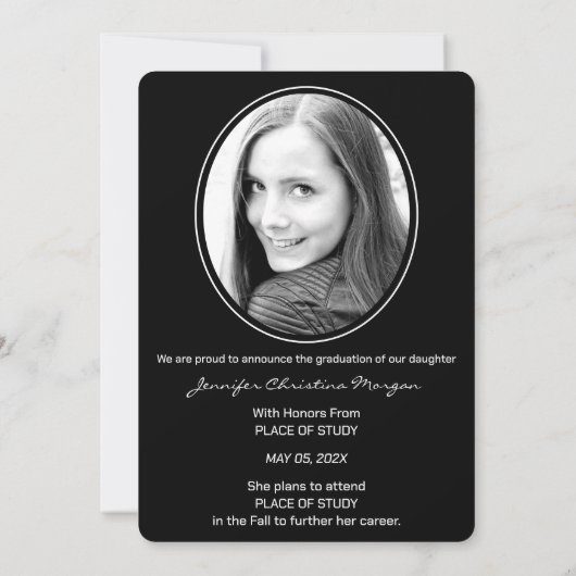 Sophisticated Simple Photo Afstuderen Invitation Kaart (Achterkant)