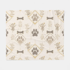 Sophisticated Soft Ivory & Gold Bones Pet Blanket Fleece Deken