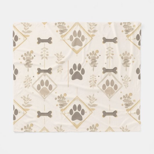 Sophisticated Soft Ivory & Gold Bones Pet Blanket Fleece Deken (Voorkant (Horizontaal))