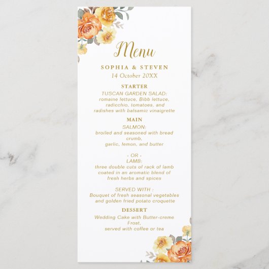 Sophisticated spring wedding with orange blossoms programmakaart (Voorkant)