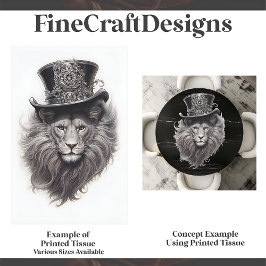Sophisticated Steampunk Lion in Pet E4 Decoupage Tissuepapier