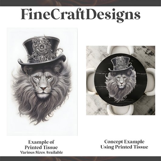 Sophisticated Steampunk Lion in Pet E4 Decoupage Tissuepapier
