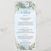 Sophisticated Stofblauwe Eucalyptus Trouwmenu Menu (Voorkant)