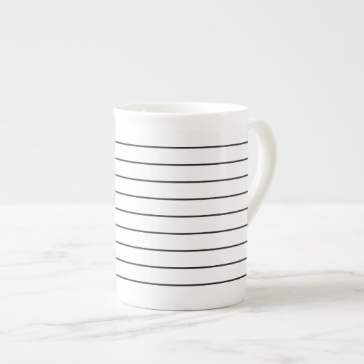 Sophisticated Stripes Zwart-wit Tea Cup Porselein Kop (Voorkant rechts)