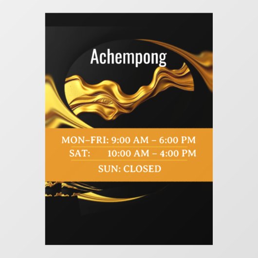 Sophisticated Studio Signage: Achempong Gold Wave  Raamsticker (Vel)
