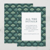 Sophisticated Teal Botanical Leaves Informatiekaartje (Voorkant / Achterkant)