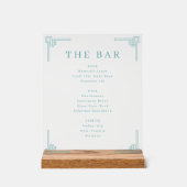 Sophisticated Teal Geometric Bar Menu Acryl Bord (Voorkant)