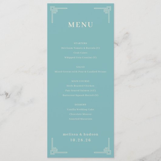 Sophisticated Teal Geometric Menu (Voorkant)