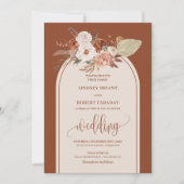 Sophisticated Terracotta Pampas Grass Boho Wedding Kaart (Voorkant)