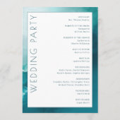 Sophisticated Turquoise Aquarel Ceremonie Schema Programmakaart (Achterkant)