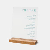 Sophisticated Turquoise Minimalistische Bar Menu Acryl Bord (Hoek)