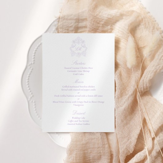 Sophisticated Victorian Classic Script Violet Menu