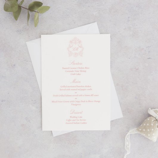 Sophisticated Victorian klassiek script roze Menu