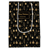 Sophisticated watercolor black and gold gift wrap medium cadeauzakje (Achterkant)