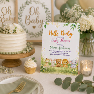 Sophisticated Watercolor Hello Baby Zwangerschap Kaart