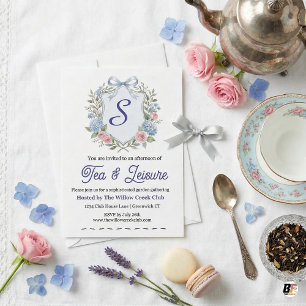 Sophisticated Watercolor Hortensia & Rozen Crest G Kaart