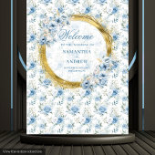 Sophisticated Waterverf Dusty Blue Gold Wedding Wandkleed
