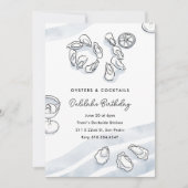 Sophisticated Waterverf Ink Oesters en Cocktails Kaart (Voorkant)