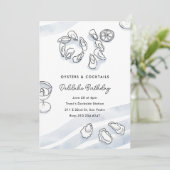 Sophisticated Waterverf Ink Oesters en Cocktails Kaart (Staand voorkant)