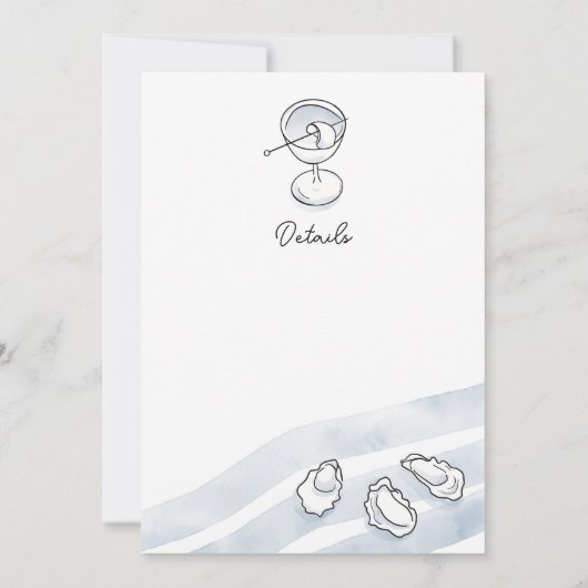 Sophisticated Waterverf Ink Oesters en Cocktails Kaart (Achterkant)