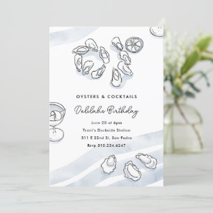 Sophisticated Waterverf Ink Oesters en Cocktails Kaart