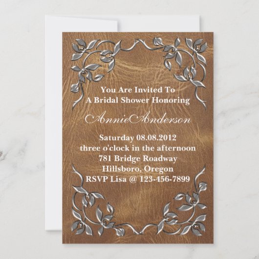 Sophisticated Westerne bruidsdouche Uitnodiging (Achterkant)