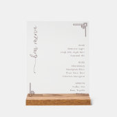 Sophisticated White Bar Menu Acryl Bord (Voorkant)