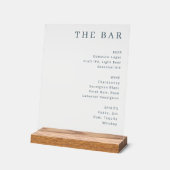 Sophisticated White Minimalist Bar Menu Acryl Bord (Hoek)