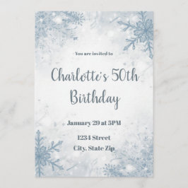 Sophisticated Winter 50th Birthday Invitation Kaart